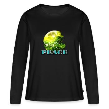 Frieden - Frauen Premium Bio Langarmshirt - Schwarz - Vorne - Julia (174cm)