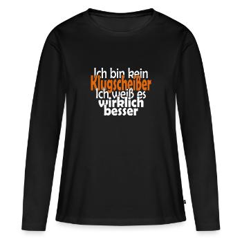 Klugscheißer - Frauen Premium Bio Langarmshirt - Schwarz - Vorne - Julia (174cm)
