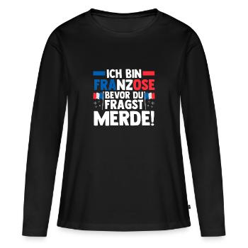 Français Français France - T-shirt manches longues Premium bio Femme - noir - Devant - Julia (174cm)