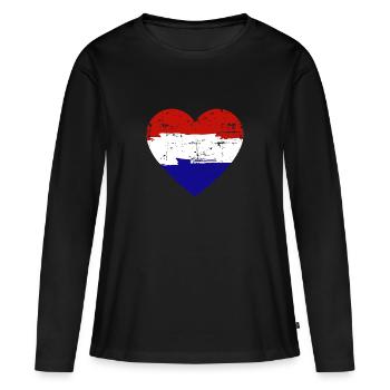 Drapeau du cœur des Pays-Bas - T-shirt manches longues Premium bio Femme - noir - Devant - Julia (174cm)