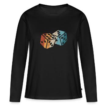 Cube rétro - T-shirt manches longues Premium bio Femme - noir - Devant - Julia (174cm)