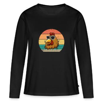 Poules Poule - T-shirt manches longues Premium bio Femme - noir - Devant - Julia (174cm)