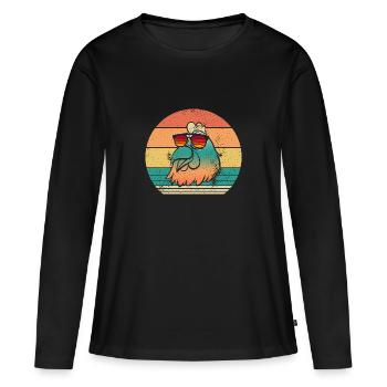 Poules Poule - T-shirt manches longues Premium bio Femme - noir - Devant - Julia (174cm)
