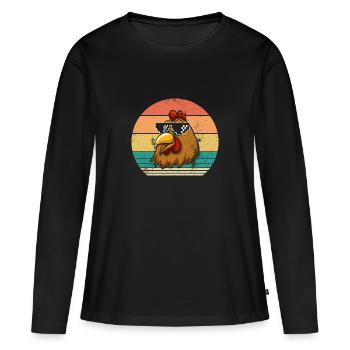 Poules Poule - T-shirt manches longues Premium bio Femme - noir - Devant - Julia (174cm)