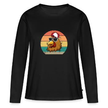 Poules Poule - T-shirt manches longues Premium bio Femme - noir - Devant - Julia (174cm)