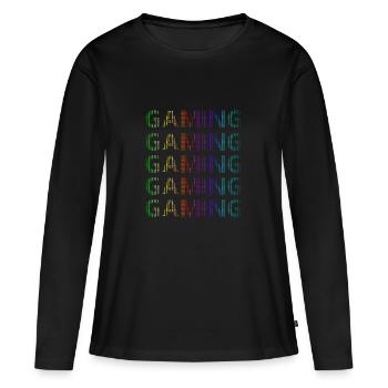 Gaming Gaming Gaming Gaming Gaming - T-shirt manches longues Premium bio Femme - noir - Devant - Julia (174cm)