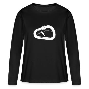 Karabiner Chamonix - Frauen Premium Bio Langarmshirt - Schwarz - Vorne - Julia (174cm)