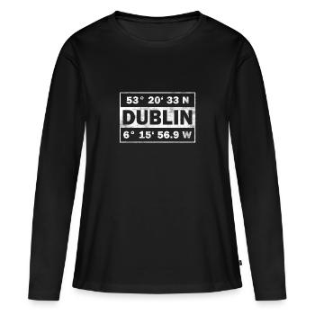 Dublin Coordonnées Irlande Dublin - T-shirt manches longues Premium bio Femme - noir - Devant - Julia (174cm)