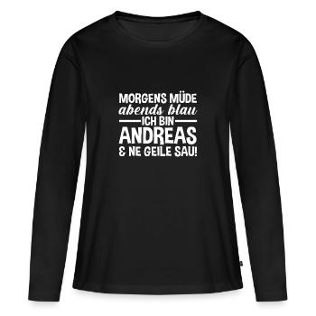 Prénom Andreas - T-shirt manches longues Premium bio Femme - noir - Devant - Julia (174cm)