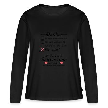 Schwester zieht aus Auszug Danke zum Abschied - Frauen Premium Bio Langarmshirt - Schwarz - Vorne - Julia (174cm)