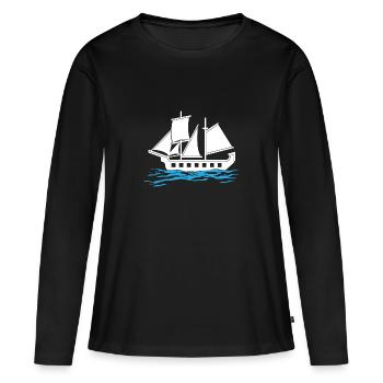 Boot - Frauen Premium Bio Langarmshirt - Schwarz - Vorne - Julia (174cm)