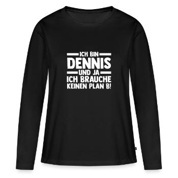 Vorname Dennis - Frauen Premium Bio Langarmshirt - Schwarz - Vorne - Julia (174cm)