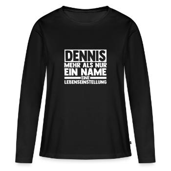 Vorname Dennis - Frauen Premium Bio Langarmshirt - Schwarz - Vorne - Julia (174cm)