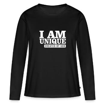 I AM UNIQUE - Frauen Premium Bio Langarmshirt - Schwarz - Vorne - Julia (174cm)