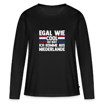 Pays-Bas Pays-Bas Pays-Bas - T-shirt manches longues Premium bio Femme - noir - Devant - Julia (174cm)