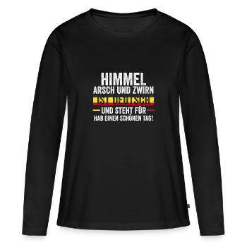 Deutscher Deutsch Deutschland - Frauen Premium Bio Langarmshirt - Schwarz - Vorne - Julia (174cm)