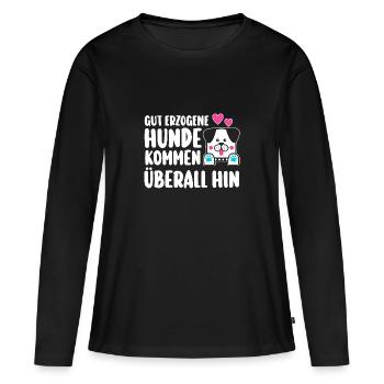 Chien Propriétaire de chien Propriétaire de chien Dresseur de chiens Chiens - T-shirt manches longues Premium bio Femme - noir - Devant - Julia (174cm)