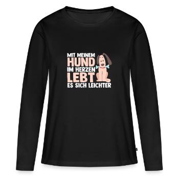 Chien Propriétaire De Chien Propriétaire De Chien Motif Chiens - T-shirt manches longues Premium bio Femme - noir - Devant - Julia (174cm)
