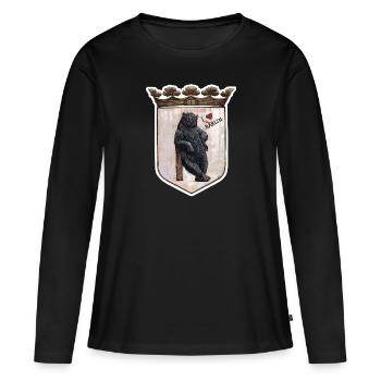 J'aime la chemise BERLIN. Ours de Berlin. - T-shirt manches longues Premium bio Femme - noir - Devant - Julia (174cm)