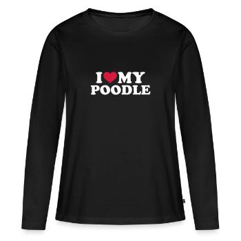 caniche - T-shirt manches longues Premium bio Femme - noir - Devant - Julia (174cm)