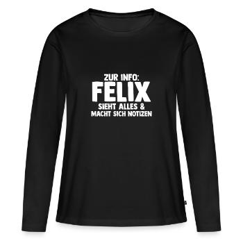 Felix - T-shirt manches longues Premium bio Femme - noir - Devant - Julia (174cm)
