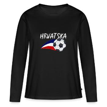 Croates Croates Croates Croatine Hrvatska Croatie - T-shirt manches longues Premium bio Femme - noir - Devant - Julia (174cm)