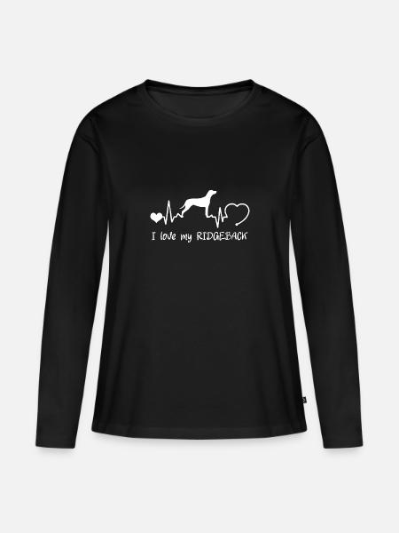 Rhodesian Ridgeback mit Herzschlag - Frauen Premium Bio Langarmshirt - Schwarz
