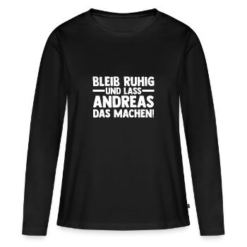 Prénom Andreas - T-shirt manches longues Premium bio Femme - noir - Devant - Julia (174cm)