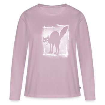 chat noir, matou, chat anarchie, Sab Cat, démo - T-shirt manches longues Premium bio Femme - rose poudré - Devant - Julia (174cm)