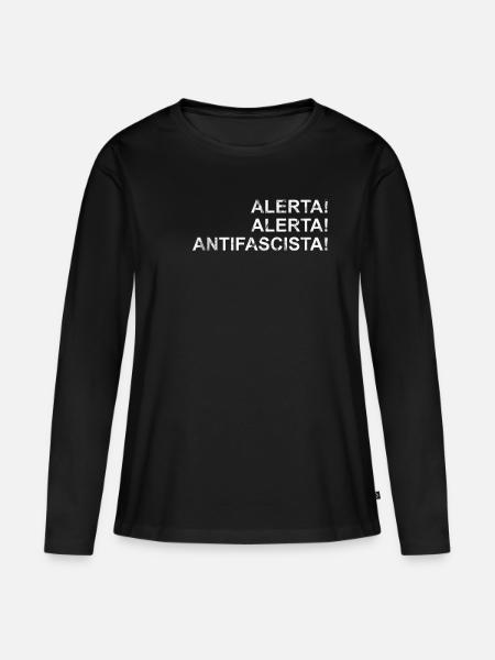 Alerta - Frauen Premium Bio Langarmshirt - Schwarz
