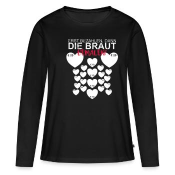 JGA - Braut bemalen I Team Bride I Hochzeit Shirt - Frauen Premium Bio Langarmshirt - Schwarz - Vorne - Julia (174cm)