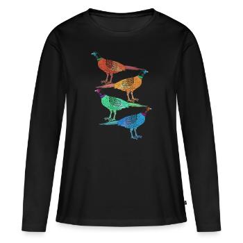 Chasse au faisan Chasse Chasse au faisan - T-shirt manches longues Premium bio Femme - noir - Devant - Julia (174cm)