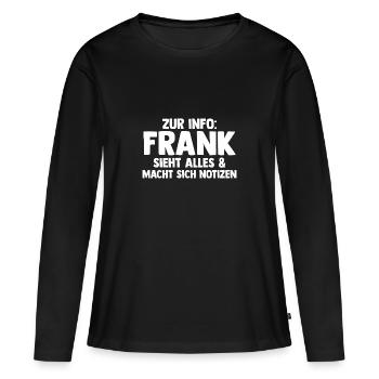 Frank - Women's Premium Organic Long Sleeve Shirt - black - Front - Julia (174cm)