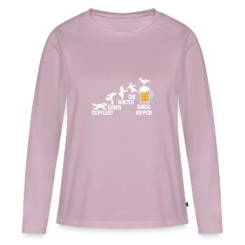 Gepflegt Einen Hinter Die Binde Kippen - Frauen Premium Bio Langarmshirt - Altrosa - Vorne - Julia (174cm)
