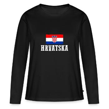 Croates Croates Croates Croatine Hrvatska Croatie - T-shirt manches longues Premium bio Femme - noir - Devant - Julia (174cm)
