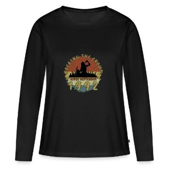 33. Geburtstag Rocking the crowd SNG 09/1992 - Frauen Premium Bio Langarmshirt - Schwarz - Vorne - Julia (174cm)