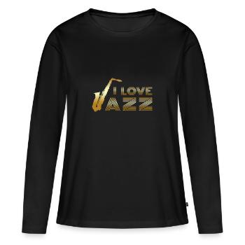 I love Jazz, Jazz, Jazz, Jazz Music, Jazz Music - T-shirt manches longues Premium bio Femme - noir - Devant - Julia (174cm)