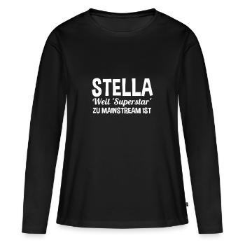 Prénom Stella - T-shirt manches longues Premium bio Femme - noir - Devant - Julia (174cm)