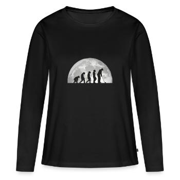 Golfspieler Evolution Golf - Frauen Premium Bio Langarmshirt - Schwarz - Vorne - Julia (174cm)