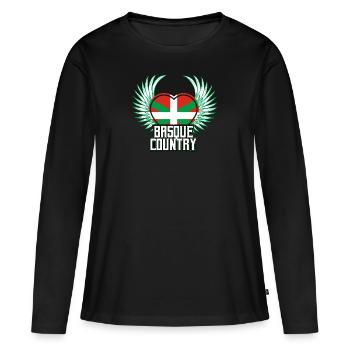 Pays basque - T-shirt manches longues Premium bio Femme - noir - Devant - Julia (174cm)