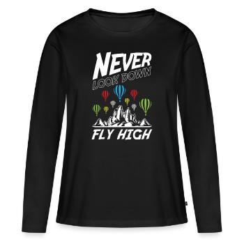 Ne jamais regarder vers le bas Voler haut - T-shirt manches longues Premium bio Femme - noir - Devant - Julia (174cm)