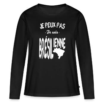 Je peux pas je suis Brésilienne - T-shirt manches longues Premium bio Femme - noir - Devant - Julia (174cm)