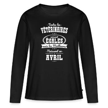 Vétérinaires égales meilleures naissent en Avril - T-shirt manches longues Premium bio Femme - noir - Devant - Julia (174cm)