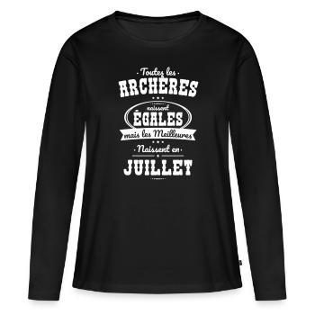 Archères égales meilleures naissent en Juillet - T-shirt manches longues Premium bio Femme - noir - Devant - Julia (174cm)