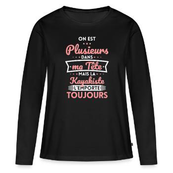 Plusieurs dans tête la Kayakiste l'emporte - T-shirt manches longues Premium bio Femme - noir - Devant - Julia (174cm)