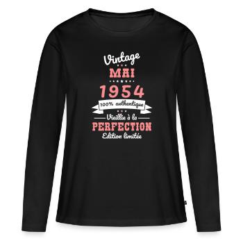 70th Anniversary - Vintage - May 1954 - Women's Premium Organic Long Sleeve Shirt - black - Front - Julia (174cm)