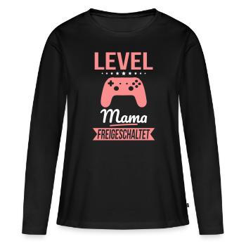 Level Mama freigeschaltet - Geschenkidee Muttertag - Frauen Premium Bio Langarmshirt - Schwarz - Vorne - Julia (174cm)