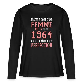 60th birthday - Born in August 1964 - Women's Premium Organic Long Sleeve Shirt - black - Front - Julia (174cm)