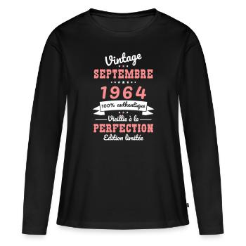 60 Years Anniversary - Vintage - September 1964 - Women's Premium Organic Long Sleeve Shirt - black - Front - Julia (174cm)