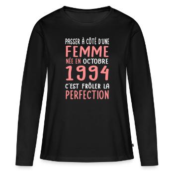 30th Birthday - Born in October 1994 - Women's Premium Organic Long Sleeve Shirt - black - Front - Julia (174cm)